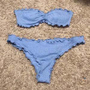 Light blue bandeau bikini